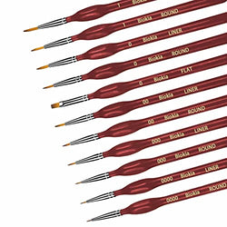 Biokia Detail Paint Brush Set, Miniature Paint Brushes,11pcs Small Paint Brushes for Acrylic Painting Watercolor, Oil, Face, Nail, Scale Model Painting, Line Drawing (Bright Red)