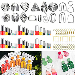 134 Pcs Polymer Clay Cutters, AIFUDA 16 Shapes Clay Earring Cutters with 48 Round Piercers and 50 Earring Accessories for Polymer Clay Jewelry and Earrings Making
