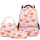 Girls Backpacks, Fox Backpack for Girls, Kids Fox School Bookbag Set with Lunch Box and Pencil Case