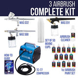 Master Airbrush Professional Airbrush Kit with Compressor, Air Hose and 12 Color US Art Supply Airbrush Paint Set with Cleaner & Paint Reducer