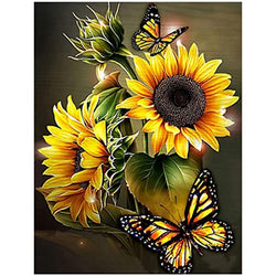 AIRDEA Sunflowers Diamond Painting Kits for Adults Beginners Round Full Drill 5D DIY Butterfly Diamond Art Kits Animals Diamond Painting Kits Flowers Picture Art for Home Wall Decor 11.8x15.7inch