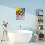 chengjing Wall Art for Bathroom Bedroom Decor People in Rain Colorful Oil Painting Print on Canvas Picture Poster Wall Art Decoration Stretched and Framed Painting