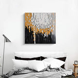 Pigort Abstract Wall Art, Black White Orange Gradient 3D Hand-Painted Textured Oil Painting Art, Modern Framed Canvas Artwork for Living room Bedroom Bathroom Wall Décor