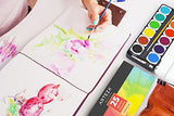 Arteza Premium Watercolor Paint Set, 25 Vibrant Color Cakes, Includes Paint Brush (Set of 25)