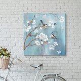 UTOP-art White Flower Canvas Wall Art: Elegant Tree and Birds Artwork Floral Painting for Bedroom ( 28'' x 28'' x 1 Panel )