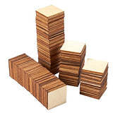 Unfinished Wood Pieces - 100-Pack Wooden Squares Cutout Tiles, Natural Rustic Craft Wood for Home