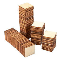 Unfinished Wood Pieces - 100-Pack Wooden Squares Cutout Tiles, Natural Rustic Craft Wood for Home