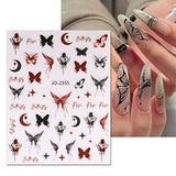 JMEOWIO 12 Sheets Butterfly Nail Art Stickers Decals Self-Adhesive Pegatinas Uñas Moon Star Nail Supplies Nail Art Design Decoration Accessories