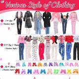 30 Pcs Doll Clothes and Accessories for Doll, 11.5 Inch Doll Outfit Collection Including 1 Set 9 Tops 9 Pants 10 Pairs Shoes(Random Style), for Girls Birthday Gifts