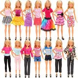 Miunana 10 Set Casual Wear Clothes Dess Outfit 10 Doll Shoes with 10 Doll Heart Hangers for 11.5 Inch Girl Doll Clothes and Accessories Doll Clothing and Shoes Accessories