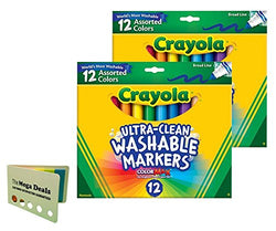 Crayola 12 Ct Ultra-Clean Washable Markers, 2 Pack, Includes 5 Color Flag Set