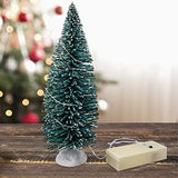 Mini Christmas Bottle Brush Tree with LED Rice Lights - Lighted Green Model Tree for Xmas Decoration Diorama Holiday Village Accessory Crafts Winter Scene Landscape DIY Tabletop Scenes - 9 Inch…
