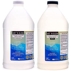 Art ‘N Glow Epoxy Resin for Clear Casting and Coating - 2 Gallon Kit - Perfect for Molds, Crafts, Tumblers, Jewelry, Wood - Food Safe, Non Yellowing, Bubble Free, and Made in The USA