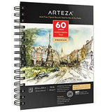 Arteza Mixed Media Sketchbook, 5.5 x 8.5 Inches, 60 Sheets, 110 lb, Micro-Perforated Spiral-Bound Pad, for Wet and Dry Media, Sketching, Drawing, and Painting
