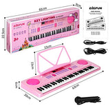 M SANMERSEN 61-Key Electronic Keyboard Piano with LCD Display, Portable Piano Keyboard with Music Stand and Microphone, Music Keyboard with Lighting Teaching Function for Kids Adults Beginners