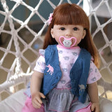 Anano Reborn Girl Dolls 24inches Realistic Toddler Girl Dolls with Clothes Set and Pacifier Gift for Girl 3 Age+ (Cowboy Suit)