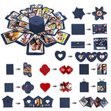 Emooqi DIY Explosion Box, Creative DIY Handmade Surprise Explosion Gift Box Love Memory, Scrapbooking Photo Album Gift Box for Birthday Valentine's Day Anniversary Wedding Christmas Festival(Blue)