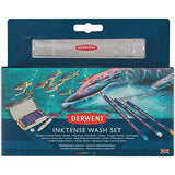 Derwent Inktense Wash Set, Includes 8 Inktense Pencils, 1 Spritzer, 1 Waterbrush, 1 Paint Brush