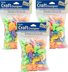 Fun Shapes Pony Beads 4oz-Sea Life - Turtle, Dolphin, Seal & Whale (3 Pack)