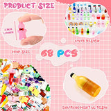 Skylety 68 Pieces 1:12 Miniature Food Drinks Bottles Dollhouse Accessories Mixed Tableware Kitchen Pretend Play Miniature Food and Drinks for Dollhouse Grocery, Mini Kitchen Accessories (Wine Bottle)