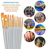 BOSOBO Paint Brushes Set, 2 Pack 20 Pcs Round Pointed Tip Paintbrushes Nylon Hair Artist Acrylic Paint Brushes for Acrylic Oil Watercolor, Face Nail Art, Miniature Detailing & Rock Painting, Silver