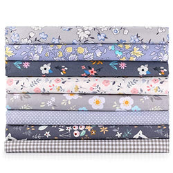 E&EY Fat Quarters Quilting Fabric Bundles 19” x 20” inches, for Patchwork Sewing Crafting Print Floral (Grey)