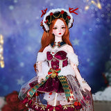 Labstandard 1/3 BJD Doll, Christmas Theme 24 Inch Ball Jointed Doll Including Full Set Antler Hat Outfits Shoes, Gift for Girls