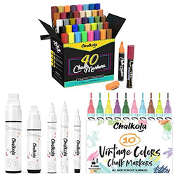40 Neon, Classic, Metallic 6mm + 5 White + 10 Vintage 6mm Chalk Markers Bundle