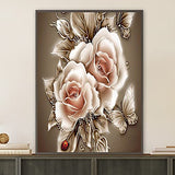 Flower Diamond Painting Kits for Adults ROSRAN 5D Diamonds Art with Full Tools Accessories Butterfly Flowers Arts Dots for Home Decor Ideal Gift for Family Home Wall Decoration