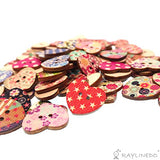 RayLineDo Pack of 44G About 100pcs Buttons Mixed Color Vintage Heart Style Delicate Wood Buttons