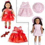 ZITA ELEMENT 24 Pcs Girl Doll Clothes Dress for American 18 Inch Doll Clothes and Accessories - Including 10 Complete Set of Clothing Outfits with Hair Bands, Hair Clips, Crown and Cap