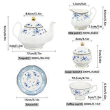 fanquare 21 Piece Floral Porcelain Tea Set, British Tea Cup and Saucer Set for 6, Tea Party Set for Women, Blue Roses