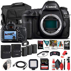 Canon EOS 5D Mark IV DSLR Camera (Body Only) (1483C002) + 64GB Memory Card + Case + Corel Photo Software + 2 x LPE6 Battery + External Charger + Card Reader + LED Light + HDMI Cable + More (Renewed)