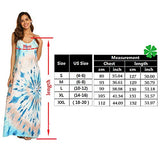 OURS Women's Summer Casual Floral Printed Bohemian Spaghetti Strap Floral Long Maxi Dress with Pockets (M, A-Blue)