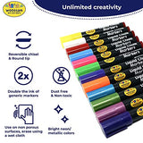 Woodsam 12 Ct Liquid Chalk Markers with 8 Neon, Bold and 4 Metallic Colors - Free 24 Chalkboard Labels - 6mm Chisel and Bullet Reversible Tips - Dry Erasable Marker - Chalk Pen for Chalkboard, Glass