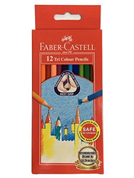 Faber-Castell 12 Colors Tri/Triangular Easy Grip Colored Pencils Pre-sharpened for Kids and Adult