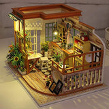 DIY Miniature Dollhouse Kit with Wooden Furniture and Accessories Doll House Puzzle Assemble Kits 3D Mini House Kitchen Model Toys Creative Birthday for Boys and Girls