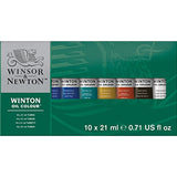 Winsor & Newton Winton Oil Color Paint, Basic Set, 10 x 21ml Tubes & Liquin Original Medium, 75ml (2.5-oz) bottle