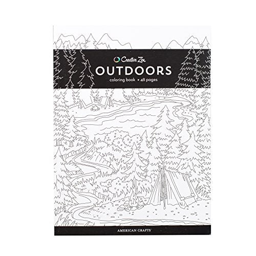 American Crafts 375322 Outdoors Creative Zen Coloring Book Outdoors