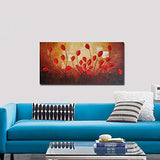 Wieco Art Large Budding Flowers Oil Paintings on Canvas Wall Art Ready to Hang for Bedroom Kitchen Home Decorations Modern Stretched and Framed 100% Hand Painted Contemporary Abstract Floral Artwork