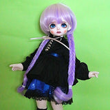 1/3 BJD with 9-10 Inch Doll Wig Synthetic Fiber Long Pink Purple Double Braid with Full Bangs Hair Wig BJD Doll Wigs for 1/3 1/4 1/6 1/8 BJD SD Doll (T2334-T3815)