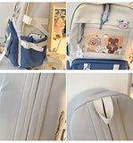 JELLYEA Kawaii School Backpack with Cute Milk Cow Accessories Kawaii Pins for Girls Teen (Black) One Size