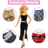 16 PCS Doll Clothes and Accessories for Barbie Including 6 Handmade Fshion Wear Outfits ( Tops and Pants or Dress) and 10 Pair of Shoes for 11.5 Inch Doll in Random