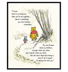 Winnie The Pooh Wall Art - Kids Room Decor - Boys Room Decor - Little Girls Bedroom Decor - Baby Nursery Decor - Wall Decor for Toddlers - Inspirational Positive Quotes Picture Poster Print