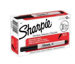 Sharpie 37001 Permanent Markers, Ultra Fine Point, Black Color, 2 Sets of 12 Markers, 24 Markers