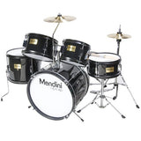 Mendini by Cecilio 16 inch 5-Piece Complete Kids / Junior Drum Set with Adjustable Throne, Cymbal, Pedal & Drumsticks, Metallic Black, MJDS-5-BK