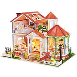 Roroom Dollhouse Miniature with Furniture,DIY 3D Wooden Doll House Kit Villa Style Plus with Dust Cover and Music Movement,1:24 Scale Creative Room Idea Best Gift for Children Friend Lover L2001