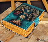 Tuzech Blank Spell Book Of Shadows Journal With Lock Clasp Prop Vintage Handmade Leather Diary For Women Men Gift Embossed Prayer Pagan Antique Witchcraft Wiccan Notebook Daily 7 Inches