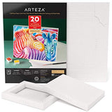 Arteza Watercolor Art Paper Foldable Canvas Pad, 5x6.6 Inches, 20 Sheets, DIY Frame, Heavyweight Canvas Paper, 140 lb, 300 GSM, Acid-Free, Wood Pulp Canvas Pad for Painting & Mixed Media Art