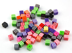 RayLineDo One Pack of 800Pcs Mixed Bright Candy Color Cube Sugar Shape White Stripes Crafting